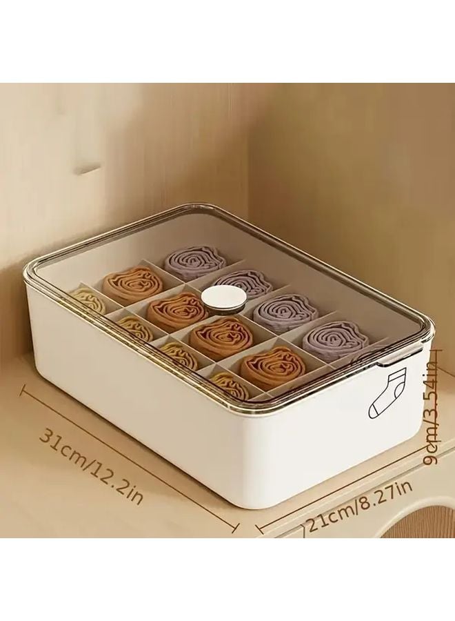 Bra Storage Box Transparent with Lid 10 or 15 Compartment Durable Plastic Wardrobe Organizer Portable Handle - Image 3
